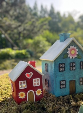 童话里的小房子烛台装饰摆件