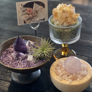 天然粉紫水晶微景观办公室摆件礼物招财聚宝消磁净化碗高级礼盒