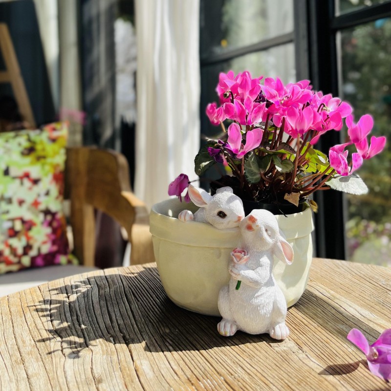 萌趣可爱兔子花盆落地摆件创意个性时尚家用室内绿植阳台园艺花器