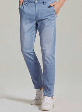 利家男装2024年夏季薄款中腰直筒牛仔裤男休闲长裤微弹G2XNZ40601