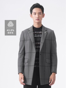 利家2022冬季新品商务休闲羊绒大衣男式中长款格子纯色20DYR2072Y