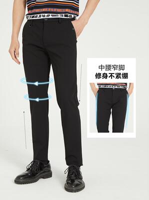22CXK90101 79401利家新款夏季新款休闲裤夏黑色时尚高端商务休闲