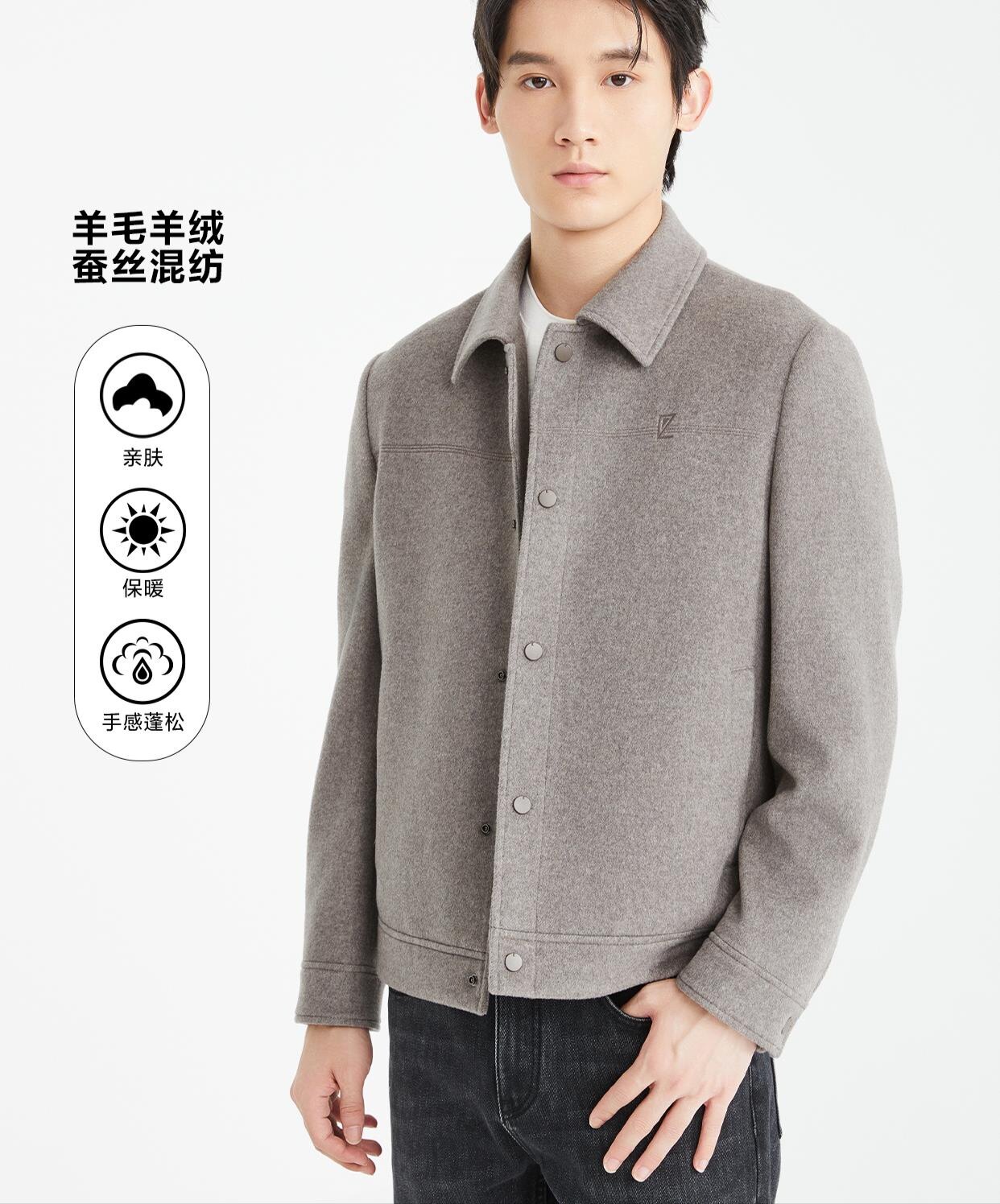 24DYR9012S 9011S利家修身冬季新款毛呢羽绒外套羊绒图片