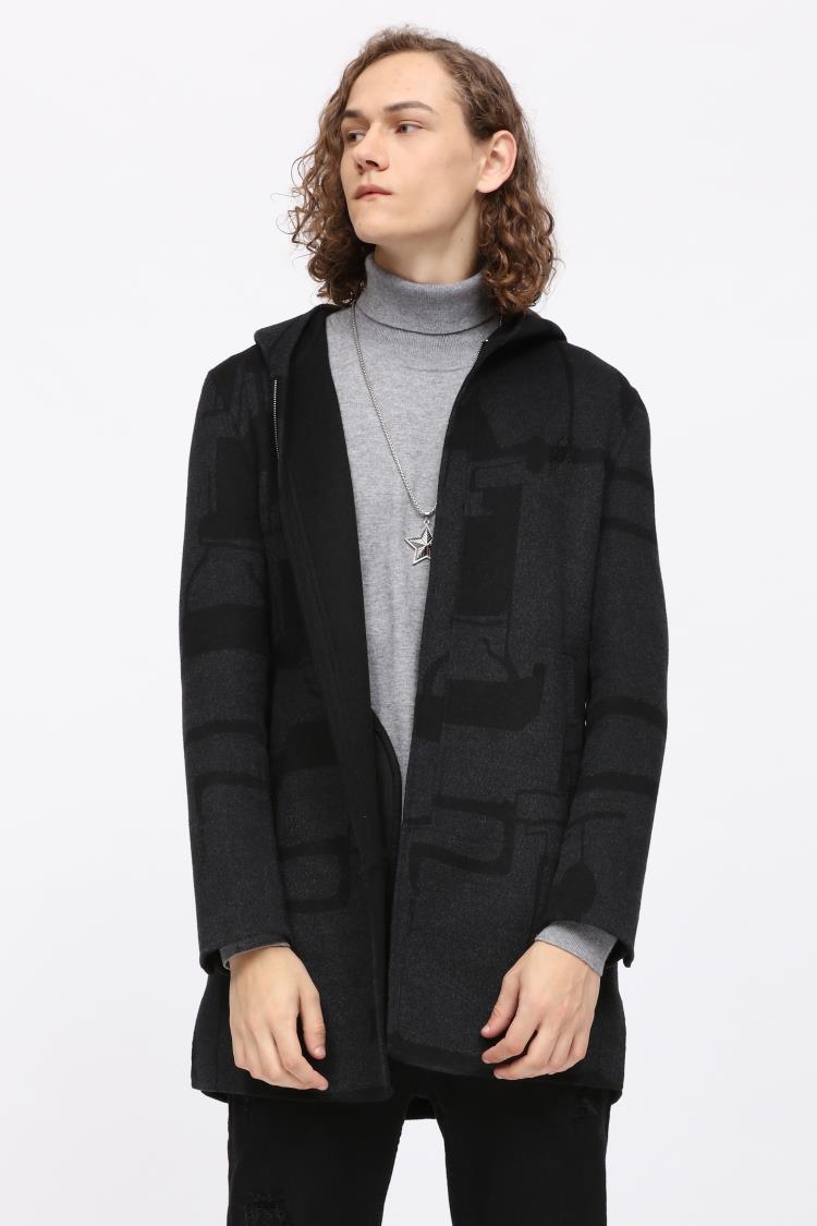 18QFY9132S利修身中长款春秋新款时尚休闲商务男装连帽双面绒风衣