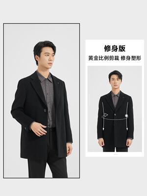 24DYR9331S利家秋冬中长款商务时尚百搭羊毛羊绒大衣