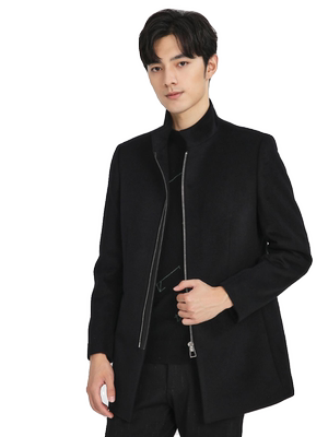 利家男装冬季时尚休闲羊绒羊毛大衣男士中长款纯色立领20DYR5211Y
