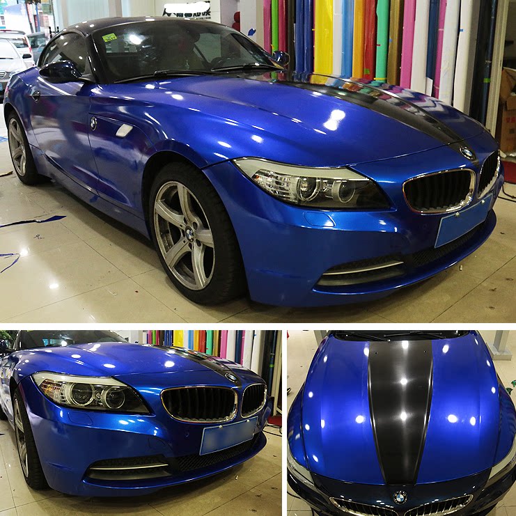 超亮极光糖果蓝汽车改色膜贴纸亚光改装贴纸膜整车超亮光全车身