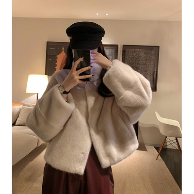 五十而立『冰山美人』超高克重金貂绒仿水貂皮草外套女立领短款