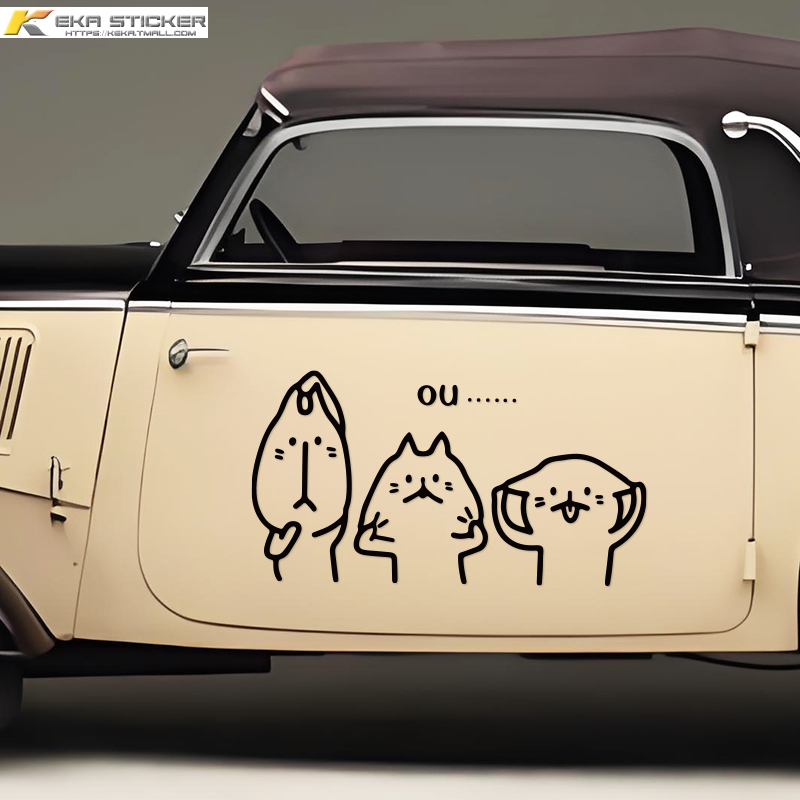三只搞怪小猫车贴汽车身贴纸