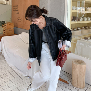 【现货】新款！明线黑色蛋白皮衣289-6910-P165K248,女装皮衣,浙宝289