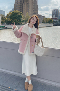【现货】24冬粉色彩扣羊羔毛289-6832-P185控278图片