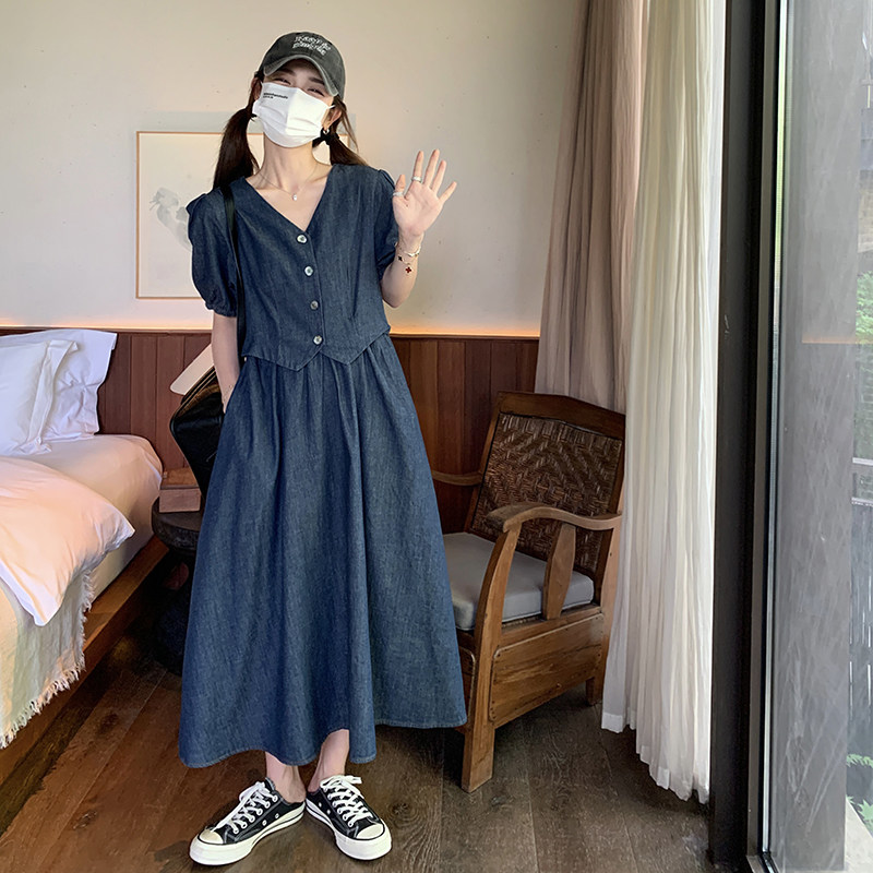 现货！假两件牛仔连衣裙289-2298-P125控178,女装连衣裙,浙宝289