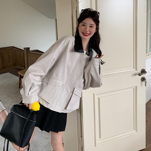 女厚款常规款翻领耐脏短款短外套显瘦休闲法式千金风春秋小个子