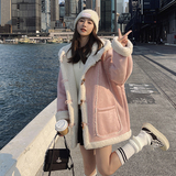 连帽牛角扣皮毛一体2B150-6833-P195控288，女装毛呢外套，2B150