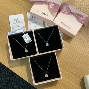 许昌胖东来正品代购满钻小方糖项链925银正品网红爆款国内