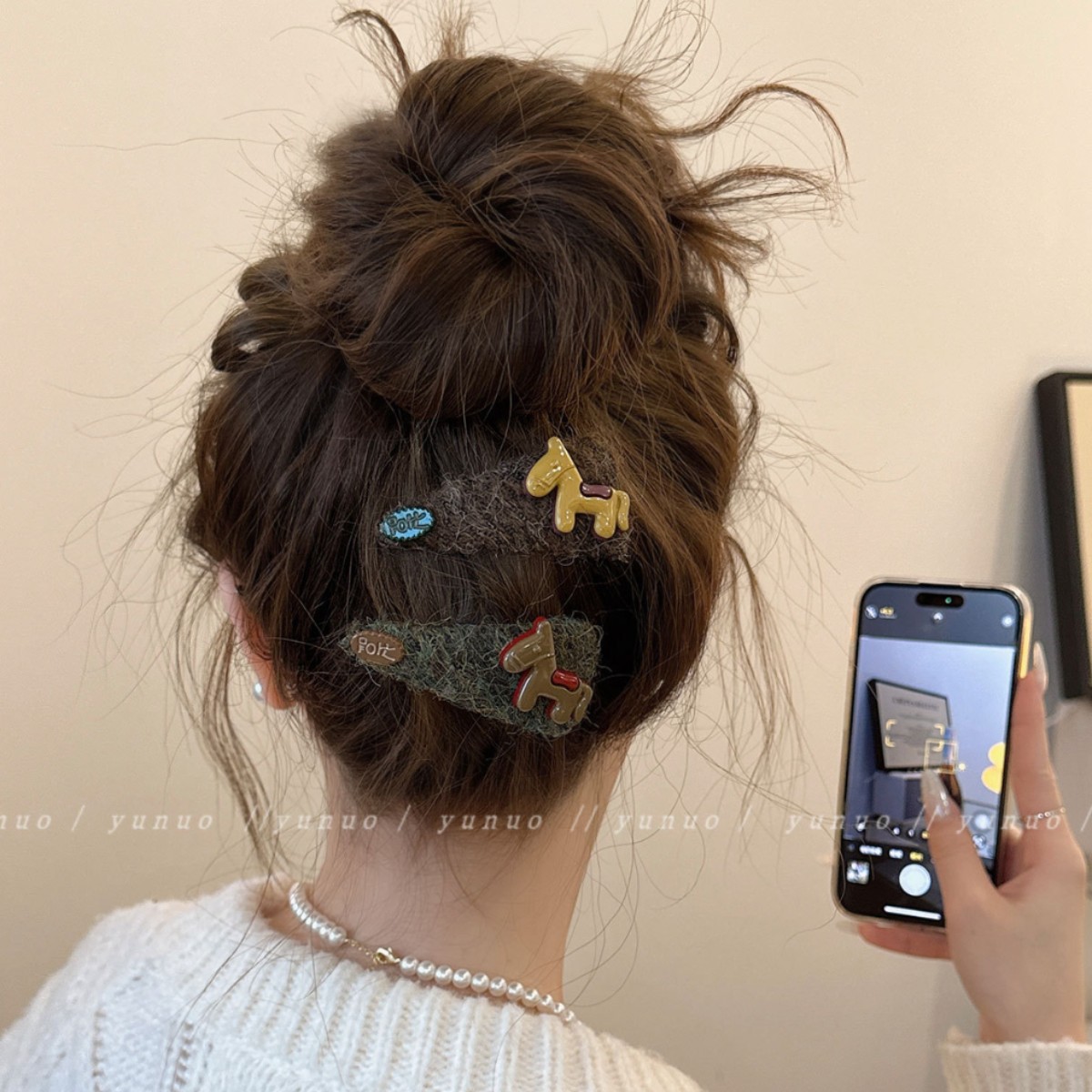 复古小马秋冬毛呢发夹女2025新款发卡高端侧边夹前额刘海夹子头饰