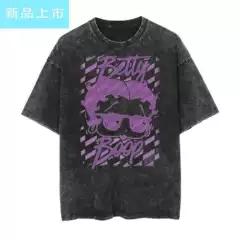 1930S Animated Cartoon Vintage Men's and Women's Distressed American-Style Washed Retro Wax-Dyed Short-Sleeve T-Shirt