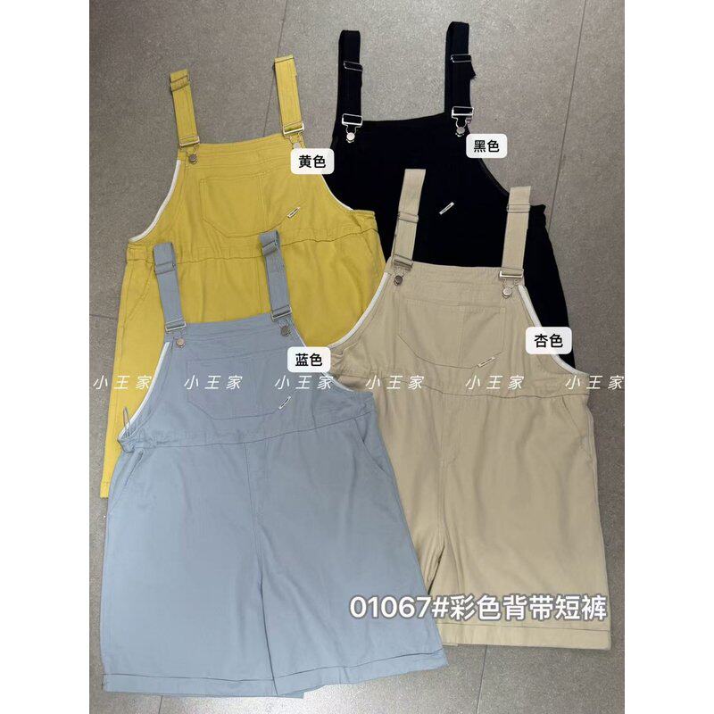小王家女01067夏季韩版宽松大码胖mm慵懒休闲风减龄抽绳背带短裤