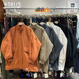 WE女装458115冬季韩版宽松大码胖mm慵懒休闲风立领中长款棉服外套