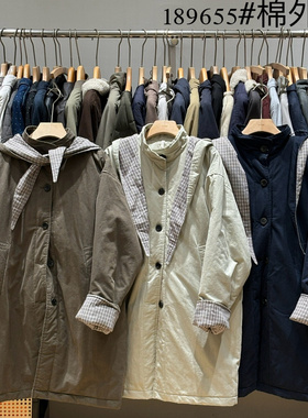 非本女189655冬韩版宽松大码胖mm慵懒风休闲连帽加厚长款棉服外套