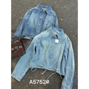 5752春季 胖mm慵懒休闲百搭牛仔衬衫 新款 宽松大码 外套 韩版 幕茄女装