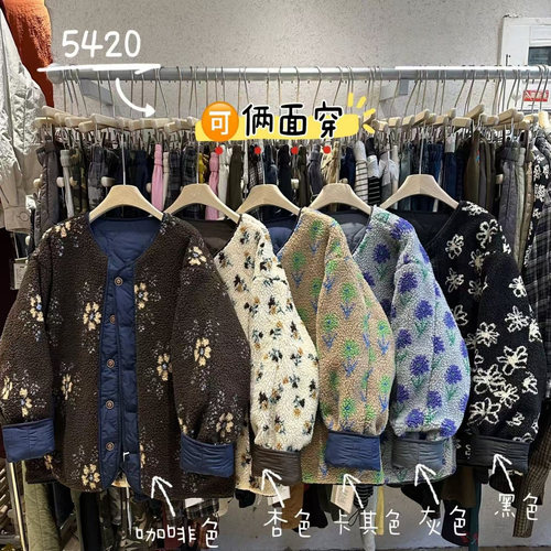慵懒休闲两面穿仿羊羔绒棉服外套