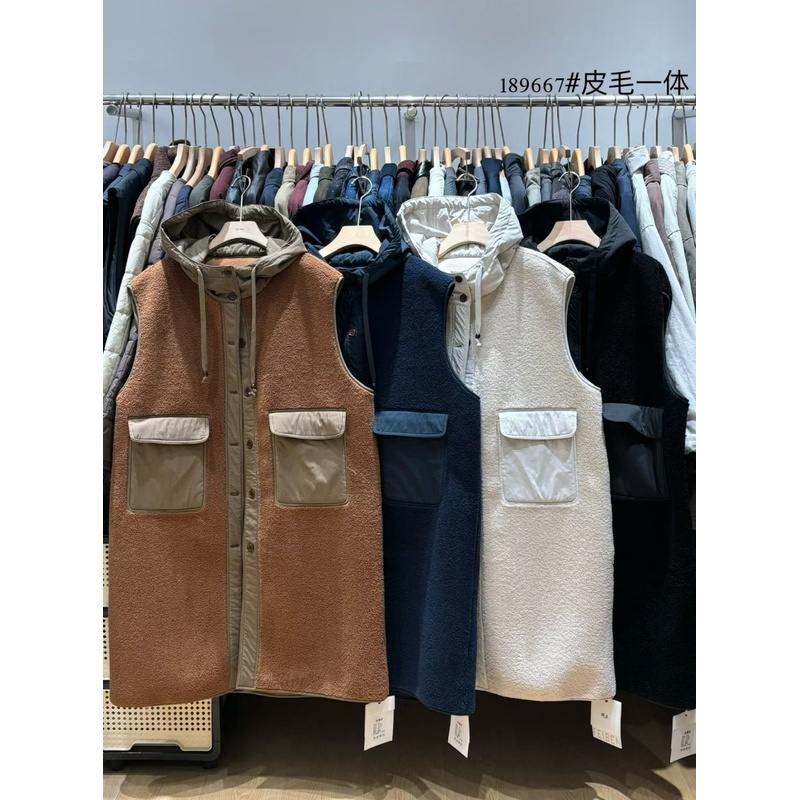 胖mm松弛风仿羊羔毛皮毛一体马甲