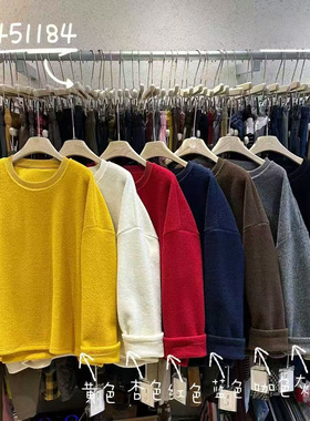 WE女装451184冬季新款韩版宽松大码胖mm慵懒休闲圆领百搭卫衣T恤