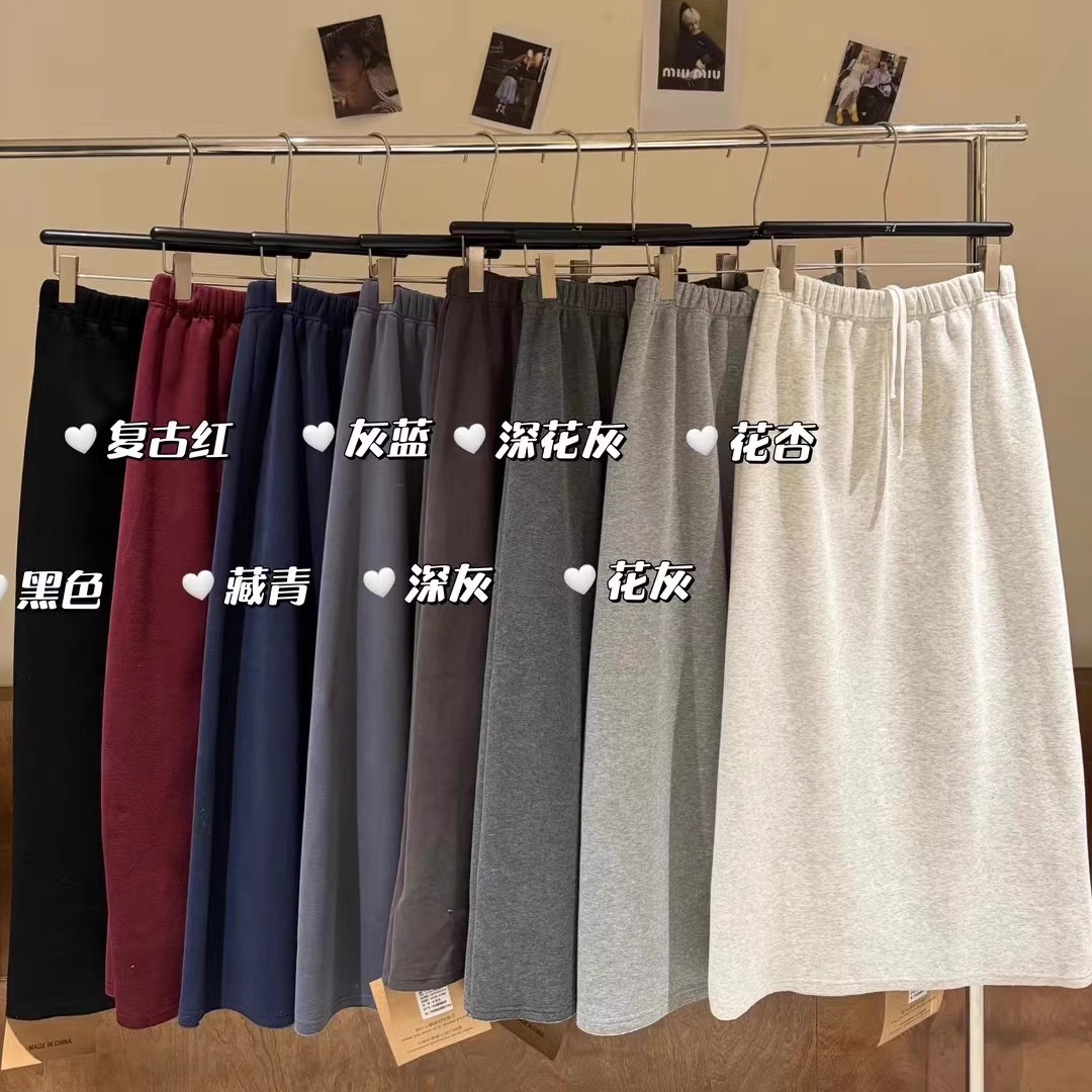 大7大码胖mm休闲加绒加厚半身裙