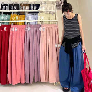 韩版 新款 20990夏季 胖mm休闲薄款 松弛直筒阔腿长裤 宽松大码 大7女装