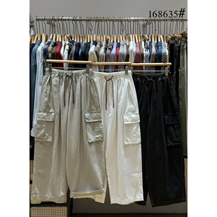 非本168635秋韩版宽松大码胖mm慵懒休闲高腰抽绳工装阔腿萝卜长裤