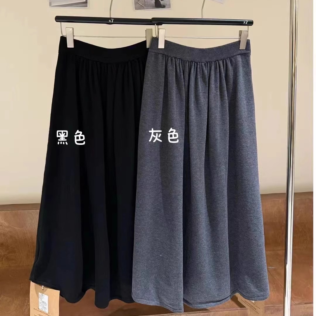 胖mm休闲慵懒风针织长裙半身伞裙