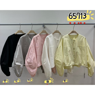 胖mm慵懒松弛风休闲圆领抽绳长袖 宽松大码 外套 韩版 WE女65713春季