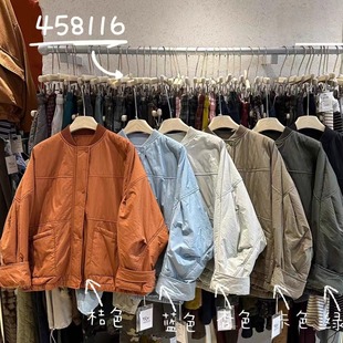 WE女458116冬季韩版宽松大码胖mm慵懒休闲风百搭工装棒球棉服外套