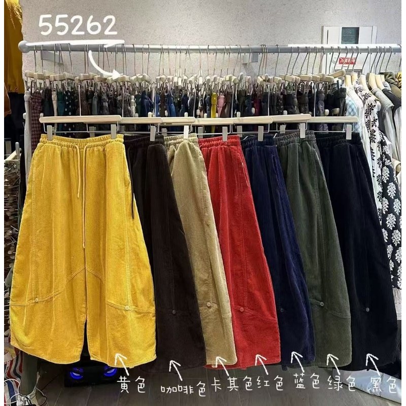 WE女55262秋冬韩版宽松大码胖mm慵懒休闲高腰抽绳灯芯绒阔腿长裤,女装/女士精品,休闲裤,淘宝优惠券,粉丝福利购,淘宝优惠卷