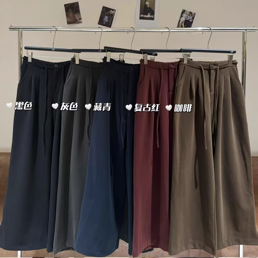 大7女装2862大码加绒阔腿长裤