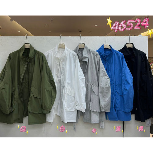 胖mm慵懒松弛立领中长款风衣外套