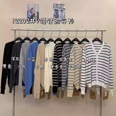 胖mm休闲慵懒风针织条纹开衫外套
