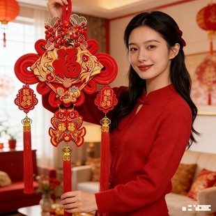2026马年春节传统福字中国结挂件新年装饰中国风客厅背景墙入门挂