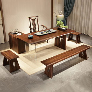 老板办公室茶台茶具一整套大平板茶桌设计师高级感 恬梦家居新中式