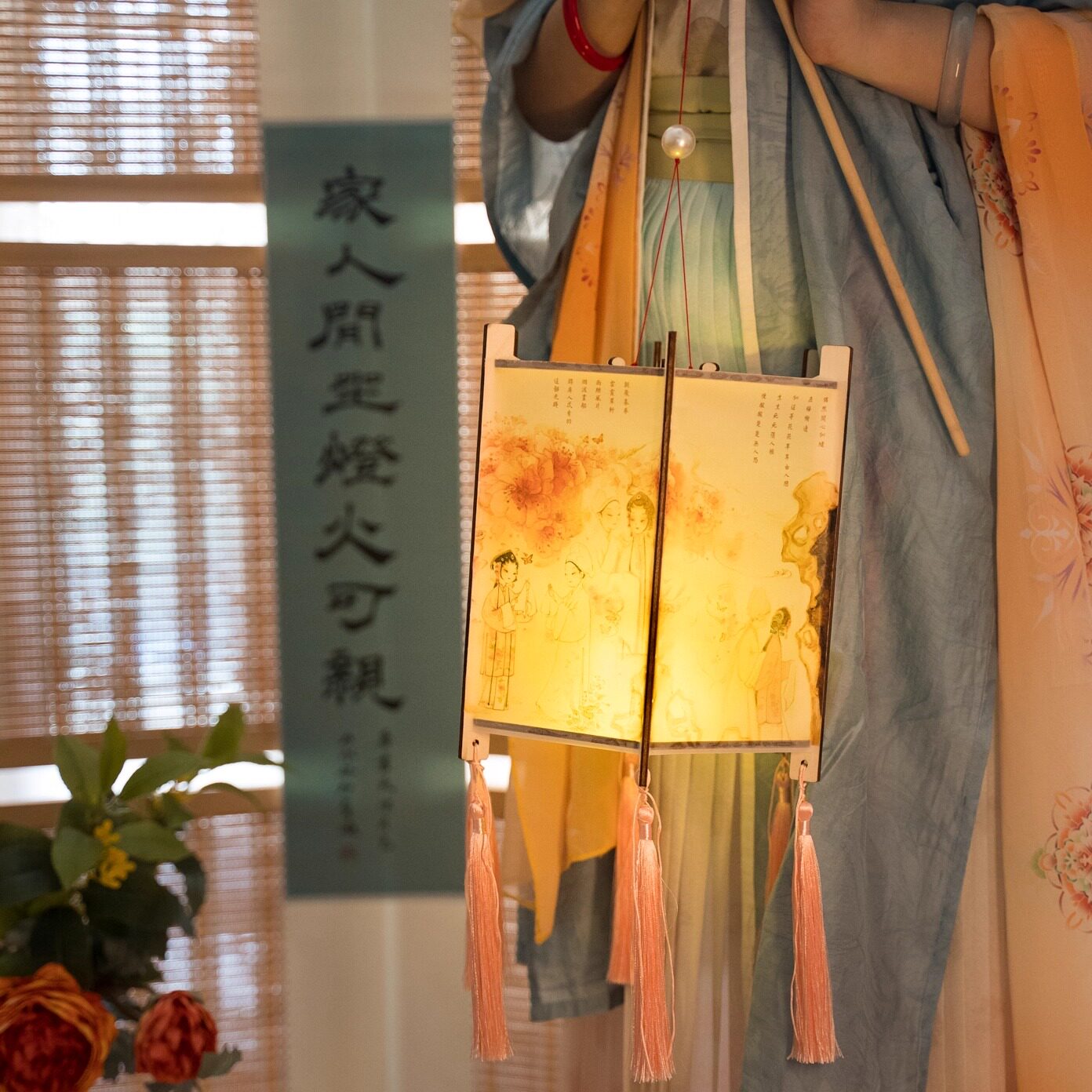 中秋灯笼传统非遗古风永乐壁画宫灯创意戏曲游园惊梦手提汉服花灯