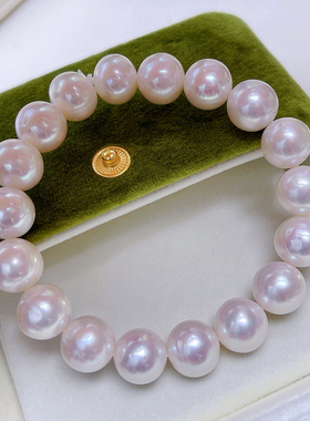 10-11-12-13MM近圆天然淡水大珍珠手链手串 简约白色 送女友妈妈