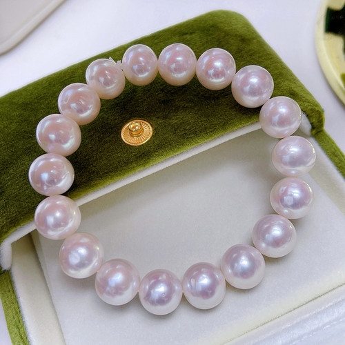 大颗粒天然淡水珍珠手链手串白色