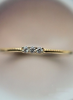 轻奢日系包金锆钻通勤款风戒指环