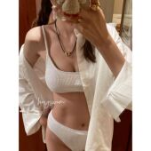 Vanliga日韩新款 纯欲风少女纯色分体泳衣女比基尼ins风度假bikini