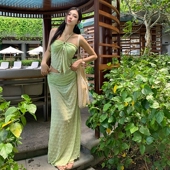 VANLIGA氛围感裹裙比基尼三件套度假风分体泳衣沙滩温泉泳装