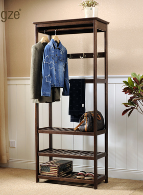 Fengze实木挂衣架落地衣帽架简约家用收纳卧室置物储物衣架CS935