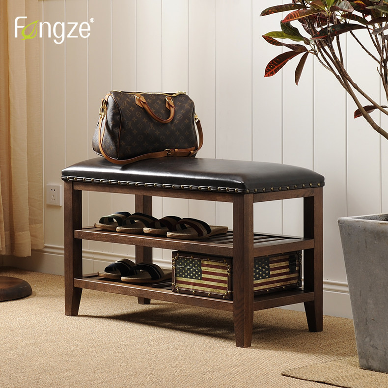 Fengze简约美式换鞋凳实木AS817