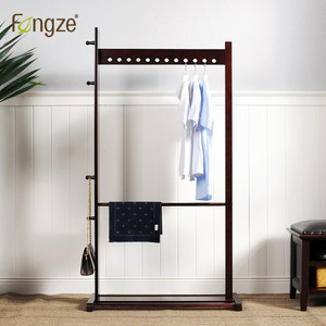 Fengze简约现代实木衣帽架落地衣架卧室创意室内玄关挂衣架FZ-916