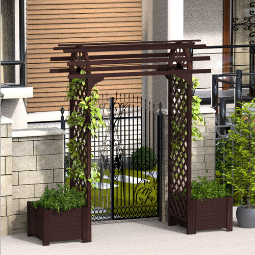 圆顶别墅庭院碳化大型葡萄架拱门